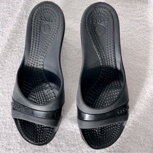 Crocs Sassari Wedge Slide Sandals Black - Size 10